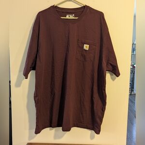 Carhartt Pocket Tee Shirt Mens. 2XL Short Sleeve workwear Burgundy Browns Colour